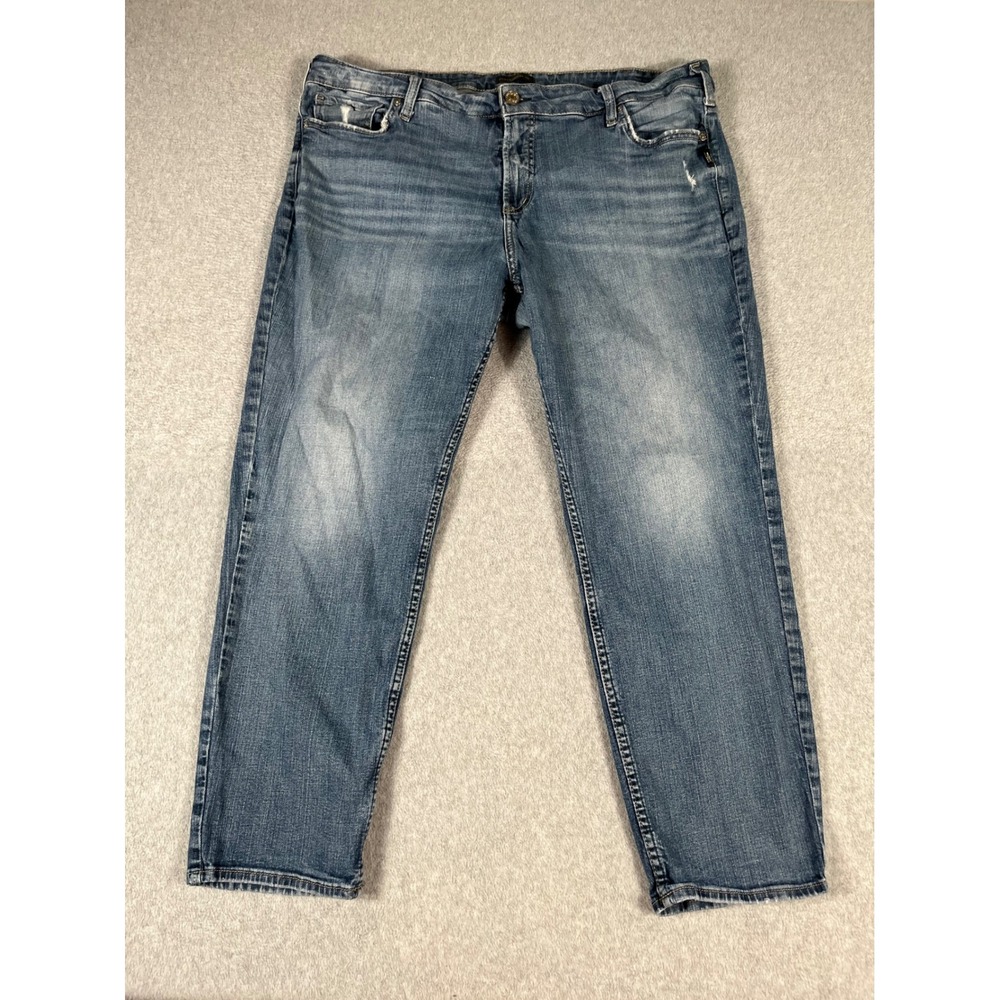 Silver Jeans Elyse Straight Leg Plus Jeans Size 20 Curvy Stretch Distressed